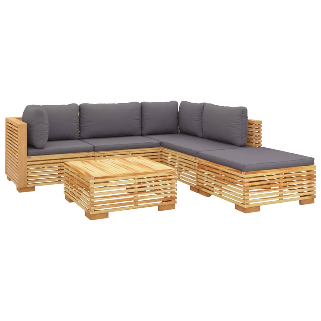 6Dílná Zahradní Sedací Souprava S Poduškami Masivní Teak