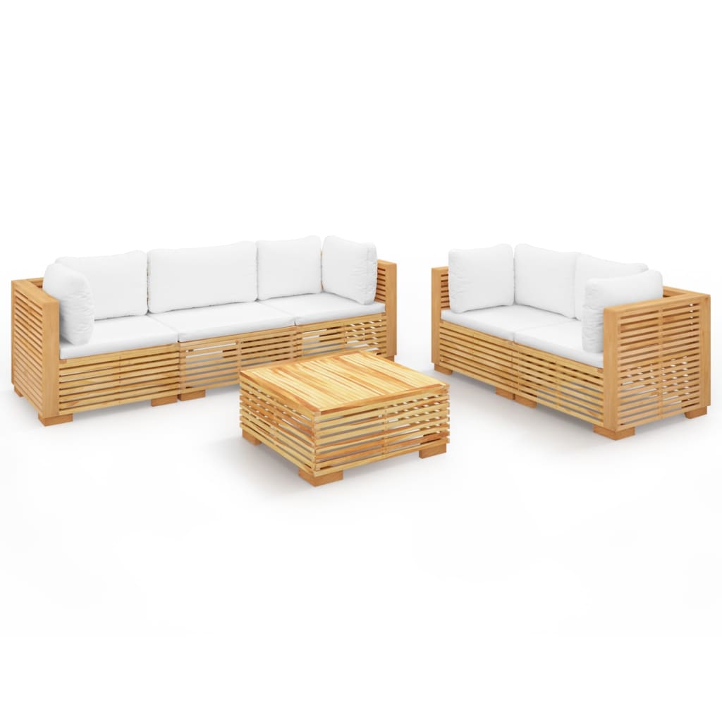 6Dílná Zahradní Sedací Souprava S Poduškami Masivní Teak