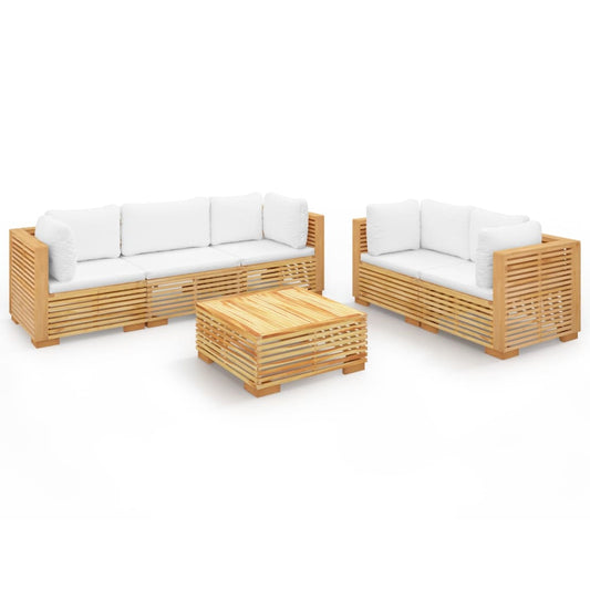 6Dílná Zahradní Sedací Souprava S Poduškami Masivní Teak