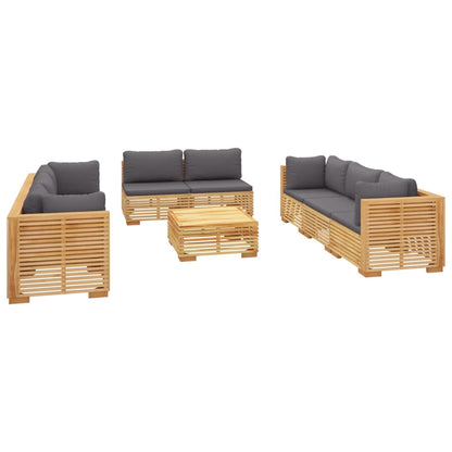 9Dílná Zahradní Sedací Souprava S Poduškami Masivní Teak