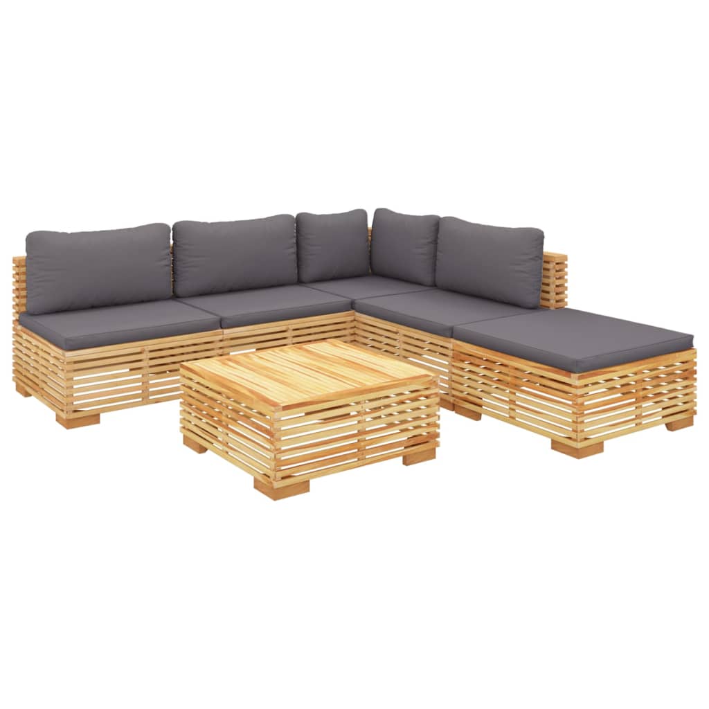 6Dílná Zahradní Sedací Souprava S Poduškami Masivní Teak
