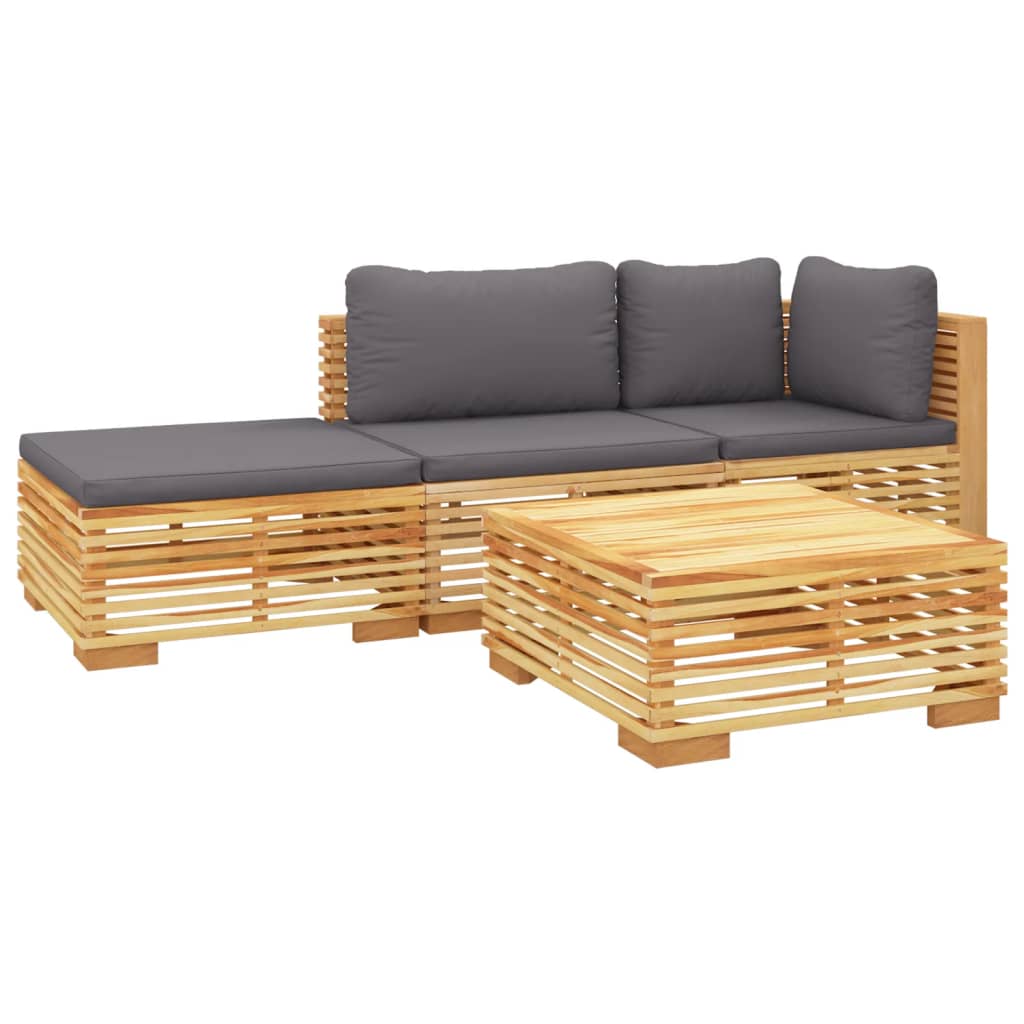 4Dílná Zahradní Sedací Souprava S Poduškami Masivní Teak