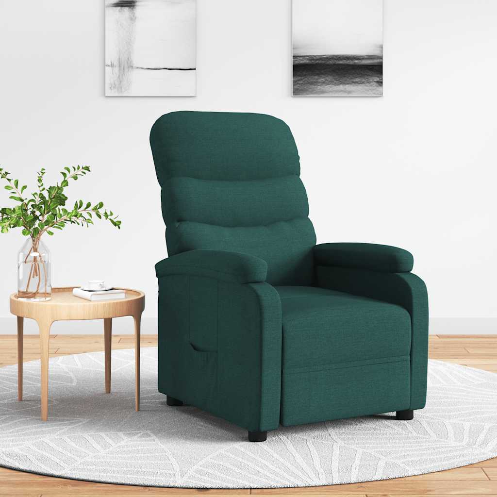 Polohovací Křeslo Tmavě Zelené Textil