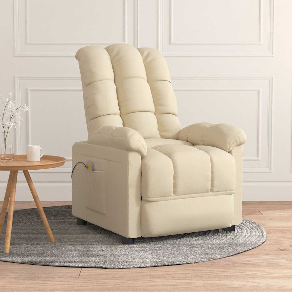 Masážní Křeslo Krémové Textil