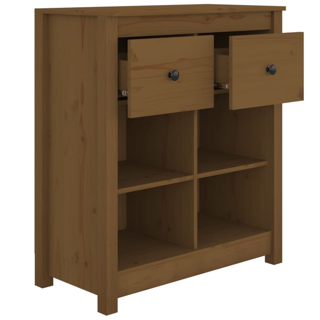 Příborník Medově Hnědý 70 X 35 X 80 Cm Masivní Borové Dřevo