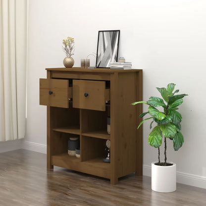 Příborník Medově Hnědý 70 X 35 X 80 Cm Masivní Borové Dřevo