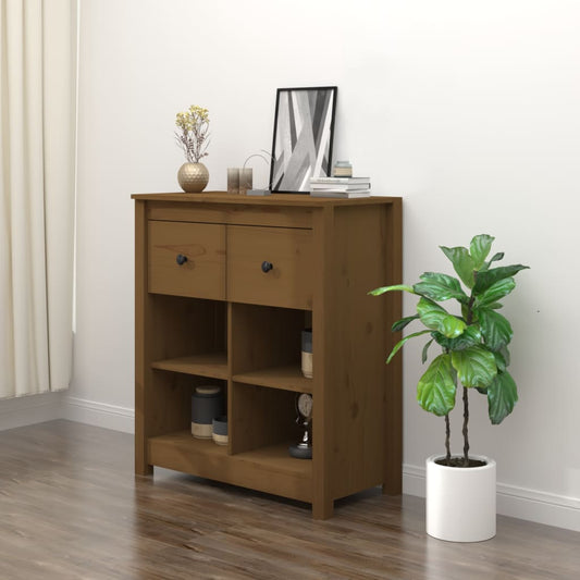 Příborník Medově Hnědý 70 X 35 X 80 Cm Masivní Borové Dřevo