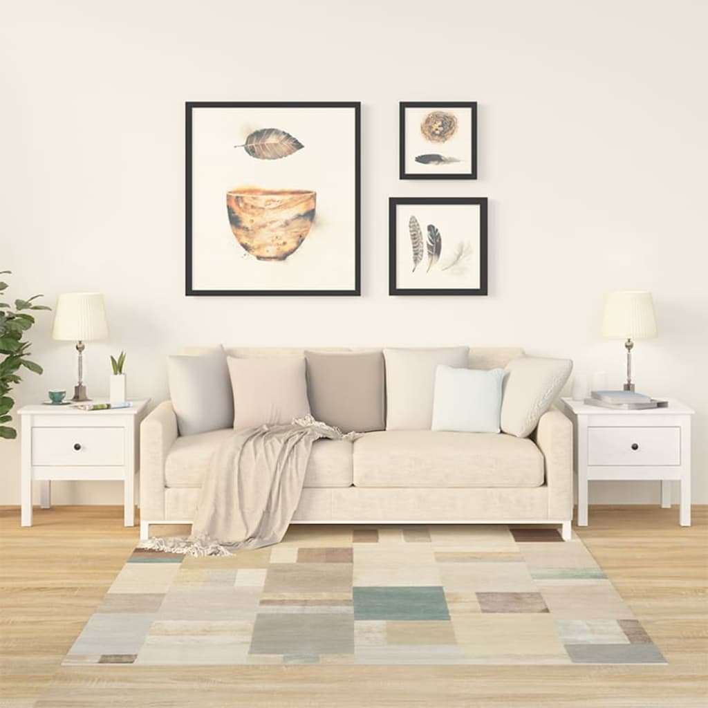 Odkládací Stolek Bílý Masivní Borovice