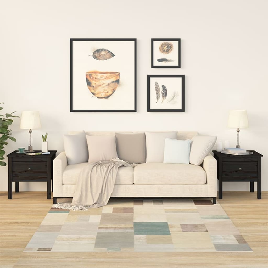 Odkládací Stolek Bílý Masivní Borovice