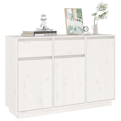 Příborník Bílý 110 X 34 X 75 Cm Masivní Borové Dřevo