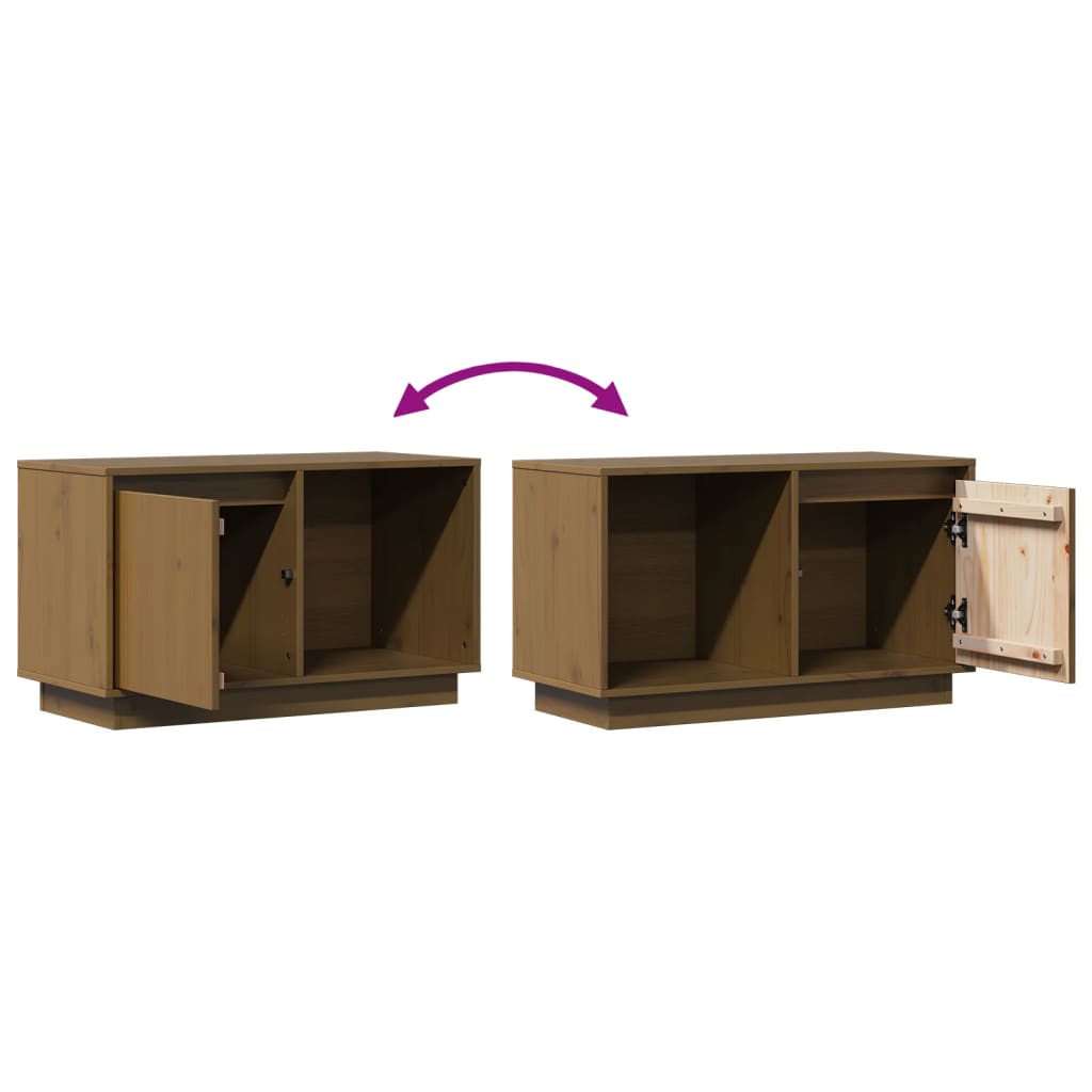 Tv Skříňka Medově Hnědá 74 X 35 X 44 Cm Masivní Borové Dřevo