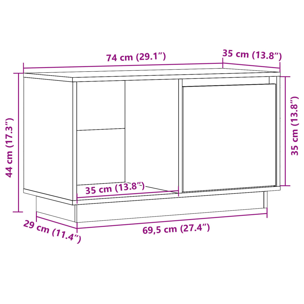 Tv Skříňka Medově Hnědá 74 X 35 X 44 Cm Masivní Borové Dřevo