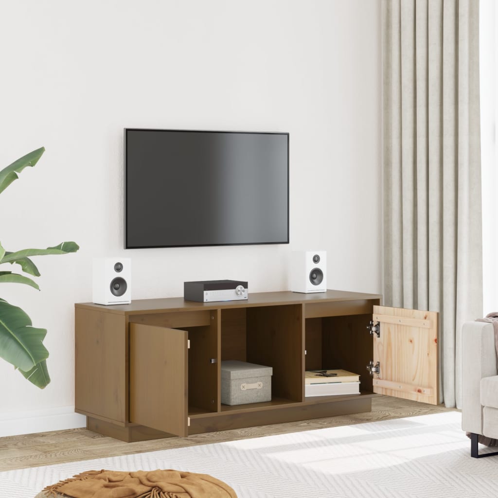 Tv Skříňka Medově Hnědá 110,5 X 35 X 44 Cm Masivní Borové Dřevo