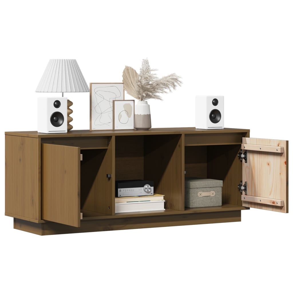 Tv Skříňka Medově Hnědá 110,5 X 35 X 44 Cm Masivní Borové Dřevo