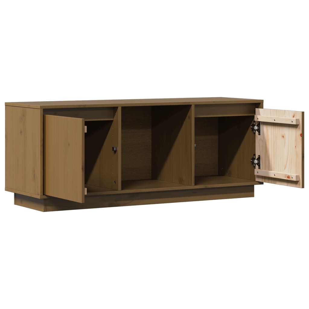 Tv Skříňka Medově Hnědá 110,5 X 35 X 44 Cm Masivní Borové Dřevo