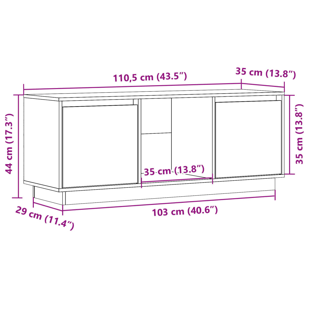 Tv Skříňka Medově Hnědá 110,5 X 35 X 44 Cm Masivní Borové Dřevo