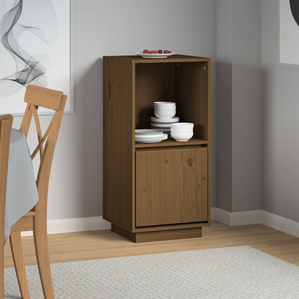 Příborník Medově Hnědý 38 X 35 X 80 Cm Masivní Borové Dřevo