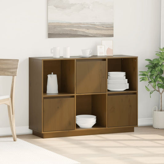 Příborník Medově Hnědý 110,5 X 35 X 80 Cm Masivní Borové Dřevo