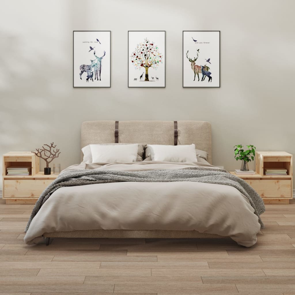 Noční Stolek Bílý 60 X 34 X 51 Cm Masivní Borové Dřevo