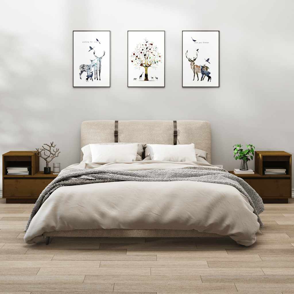 Noční Stolek Bílý 60 X 34 X 51 Cm Masivní Borové Dřevo