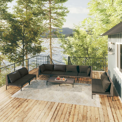 8Dílná Zahradní Sedací Souprava A Podušky Polyratan Tmavě Šedá