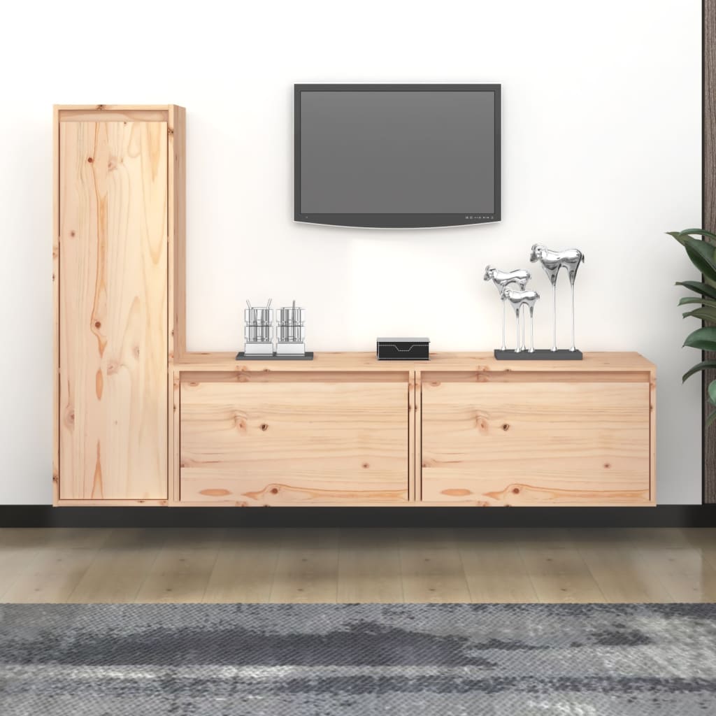 Tv Skříňky 3 Ks Masivní Borové Dřevo