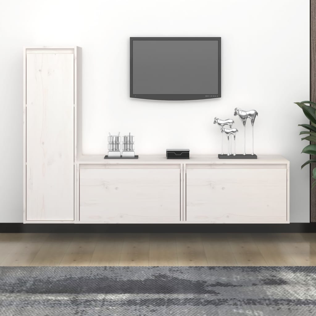 Tv Skříňky 3 Ks Masivní Borové Dřevo