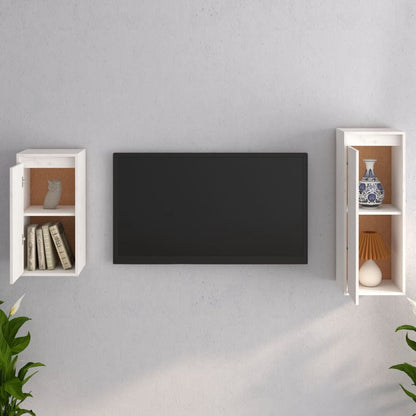 Tv Skříňky 2 Ks Bílé Masivní Borové Dřevo