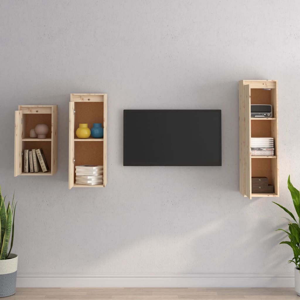 Tv Skříňky 3 Ks Masivní Borové Dřevo