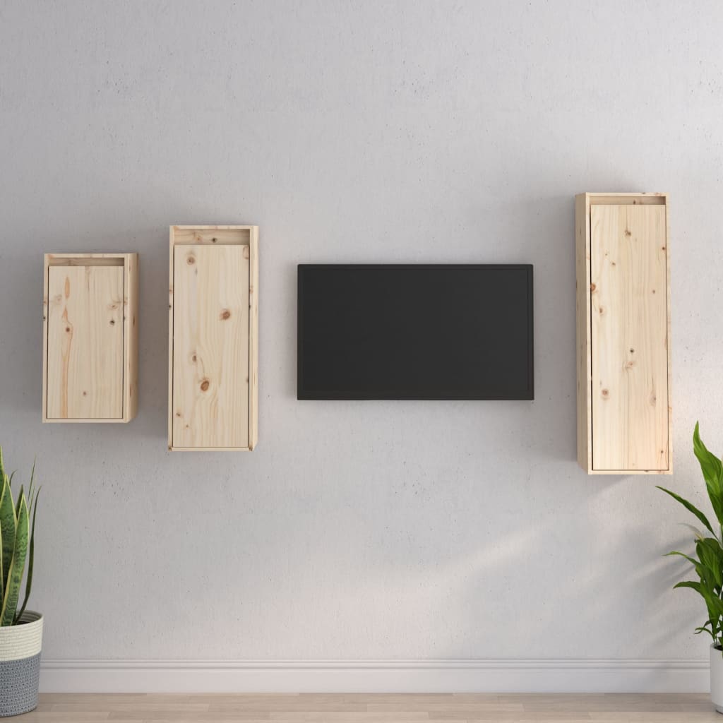 Tv Skříňky 3 Ks Masivní Borové Dřevo