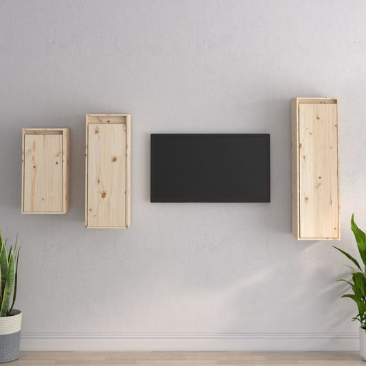 Tv Skříňky 3 Ks Masivní Borové Dřevo
