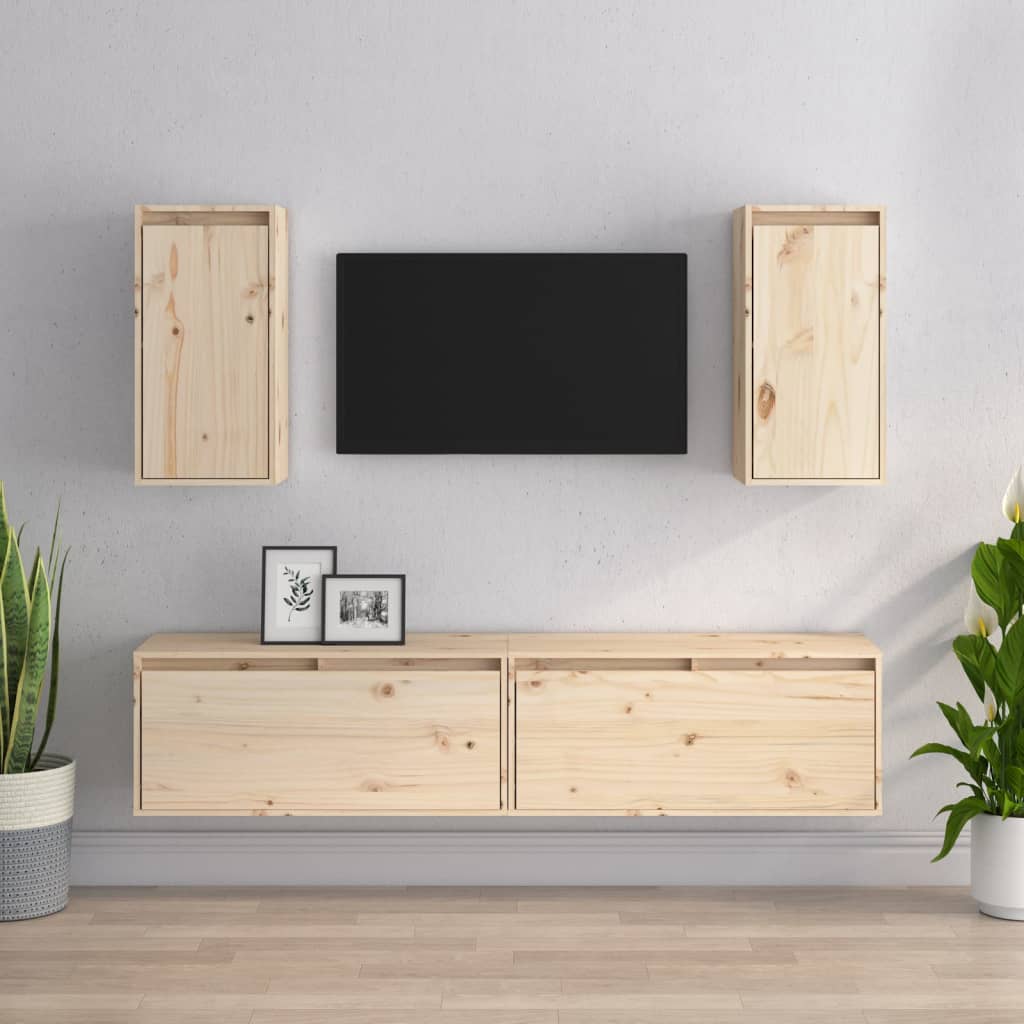 Tv Skříňky 4 Ks Bílé Masivní Borové Dřevo