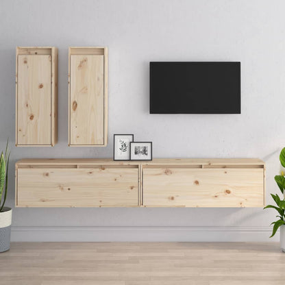 Tv Skříňky 4 Ks Bílé Masivní Borové Dřevo
