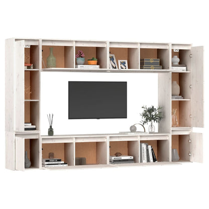Tv Skříňky 8 Ks Bílé Masivní Borové Dřevo