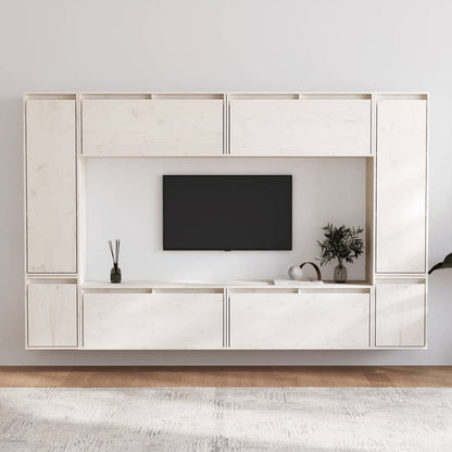 Tv Skříňky 8 Ks Bílé Masivní Borové Dřevo