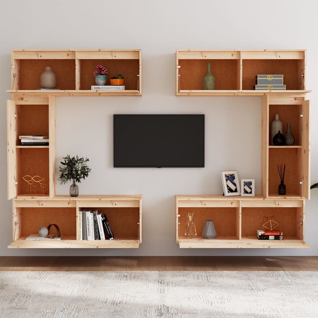 Tv Skříňky 6 Ks Masivní Borové Dřevo