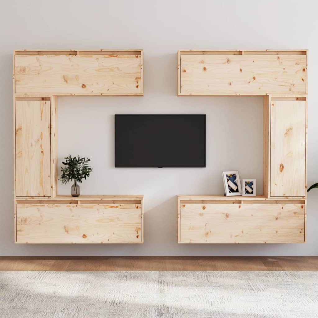 Tv Skříňky 6 Ks Masivní Borové Dřevo