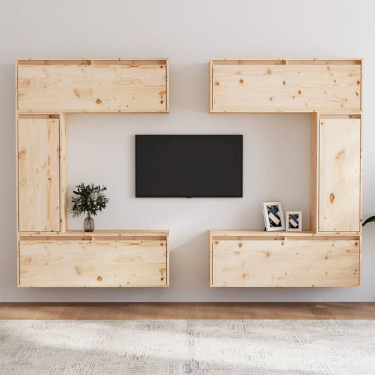 Tv Skříňky 6 Ks Masivní Borové Dřevo