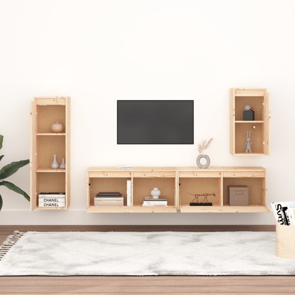 Tv Skříňky 4 Ks Masivní Borové Dřevo