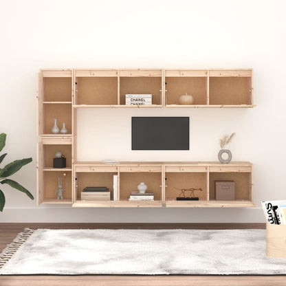 Tv Skříňky 6 Ks Masivní Borové Dřevo