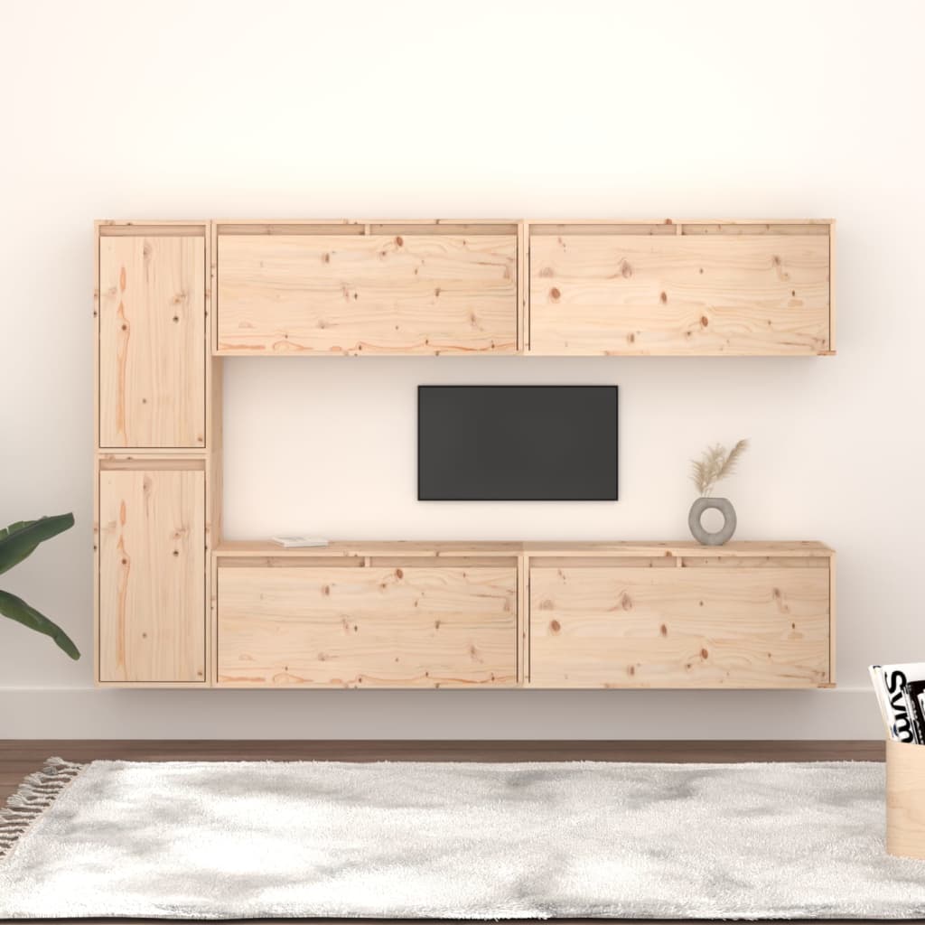 Tv Skříňky 6 Ks Masivní Borové Dřevo