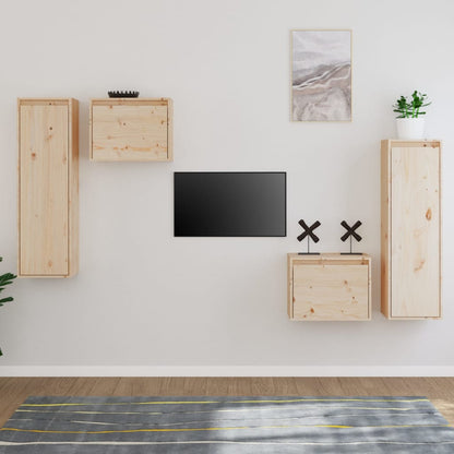 Tv Skříňky 4 Ks Bílé Masivní Borové Dřevo