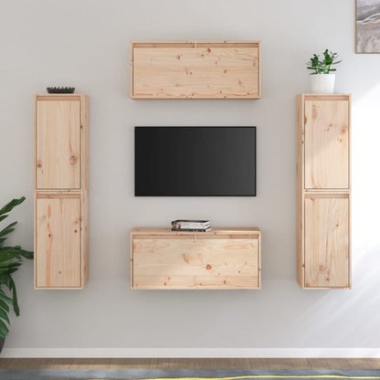 Tv Skříňky 6 Ks Bílé Masivní Borové Dřevo
