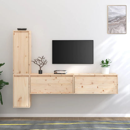 Tv Skříňky 4 Ks Bílé Masivní Borové Dřevo
