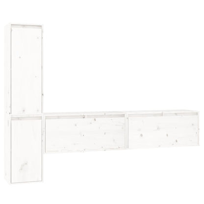 Tv Skříňky 4 Ks Bílé Masivní Borové Dřevo