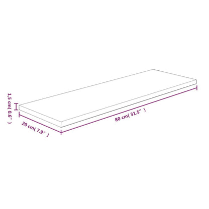 Policová Deska 80X20X1,5Cm Masivní Dubové Dřevo Bez Úprav