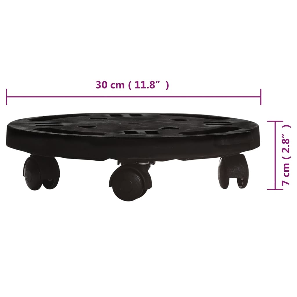 Vozík Na Rostliny Na Kolečkách Průměr 30 Cm Černý 170 Kg