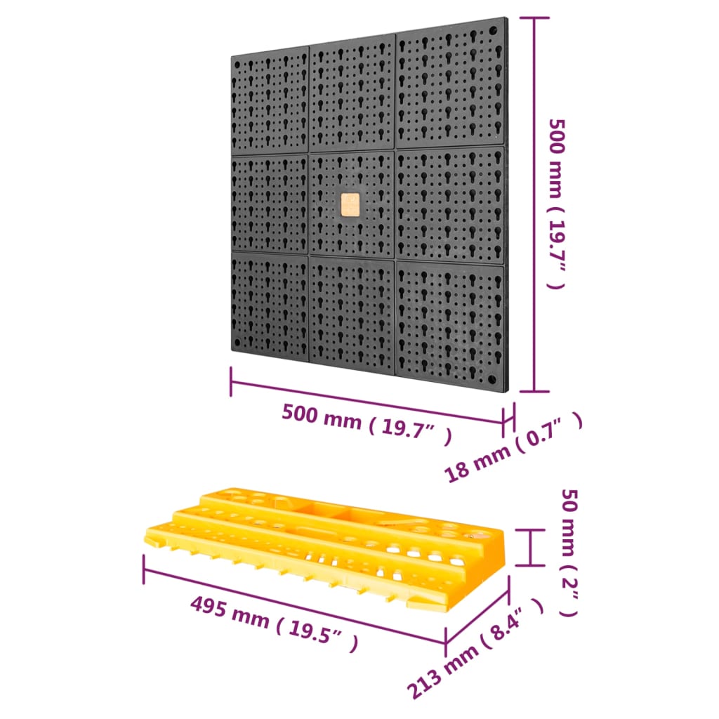 Stěna Na Nářadí 500 X 1 000 Mm 50 Háčků Pp