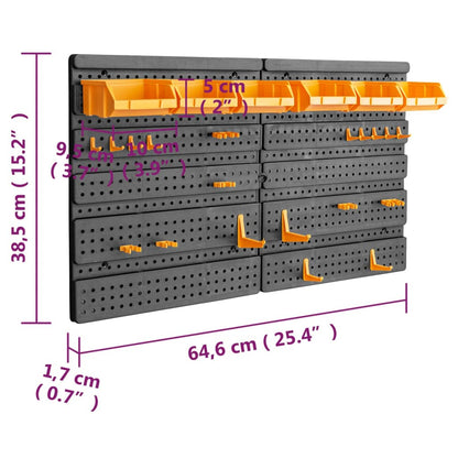 Stěna Na Nářadí 646 X 385 Mm 26 Držáků Pp Žlutá