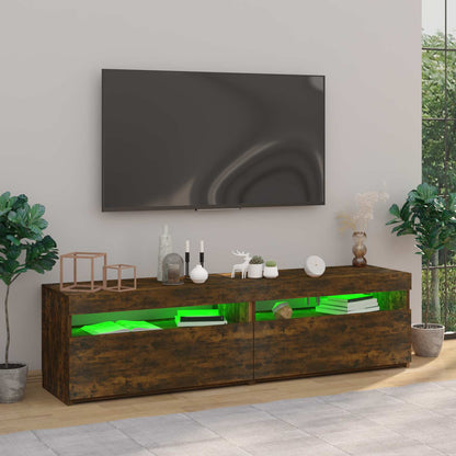 Tv Skříňky S Led Osvětlením 2 Ks Kouřový Dub 75 X 35 X 40 Cm